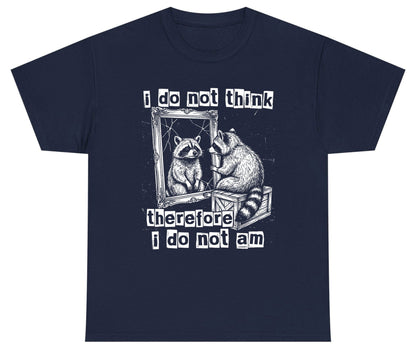 I Do Not Think Therefore I Do Not Am raccoon Youth T-Shirt Navy product mockup