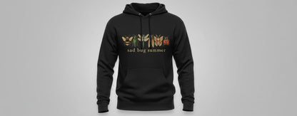 Sad Bug Summer Vintage Insects Hoodie - product mockup - Black