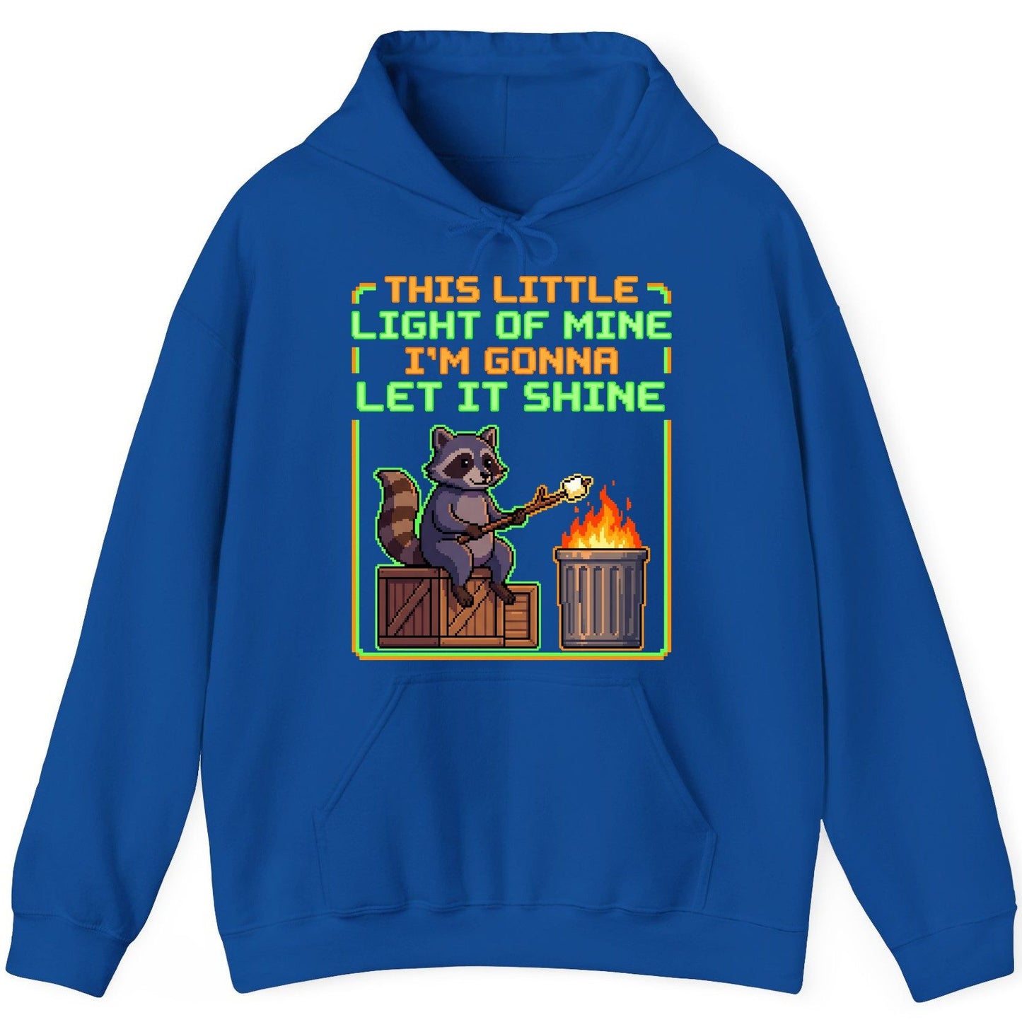 THIS LITTLE LIGHT OF MINE I'M GONNA LET IT SHINE Raccoon Hoodie Royal product mockup