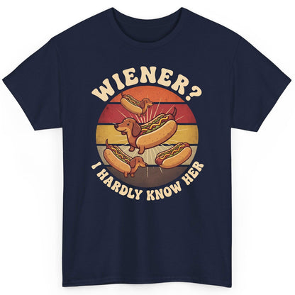 Wiener I Hardly Know Her dachshund T-Shirt Navy product mockup
