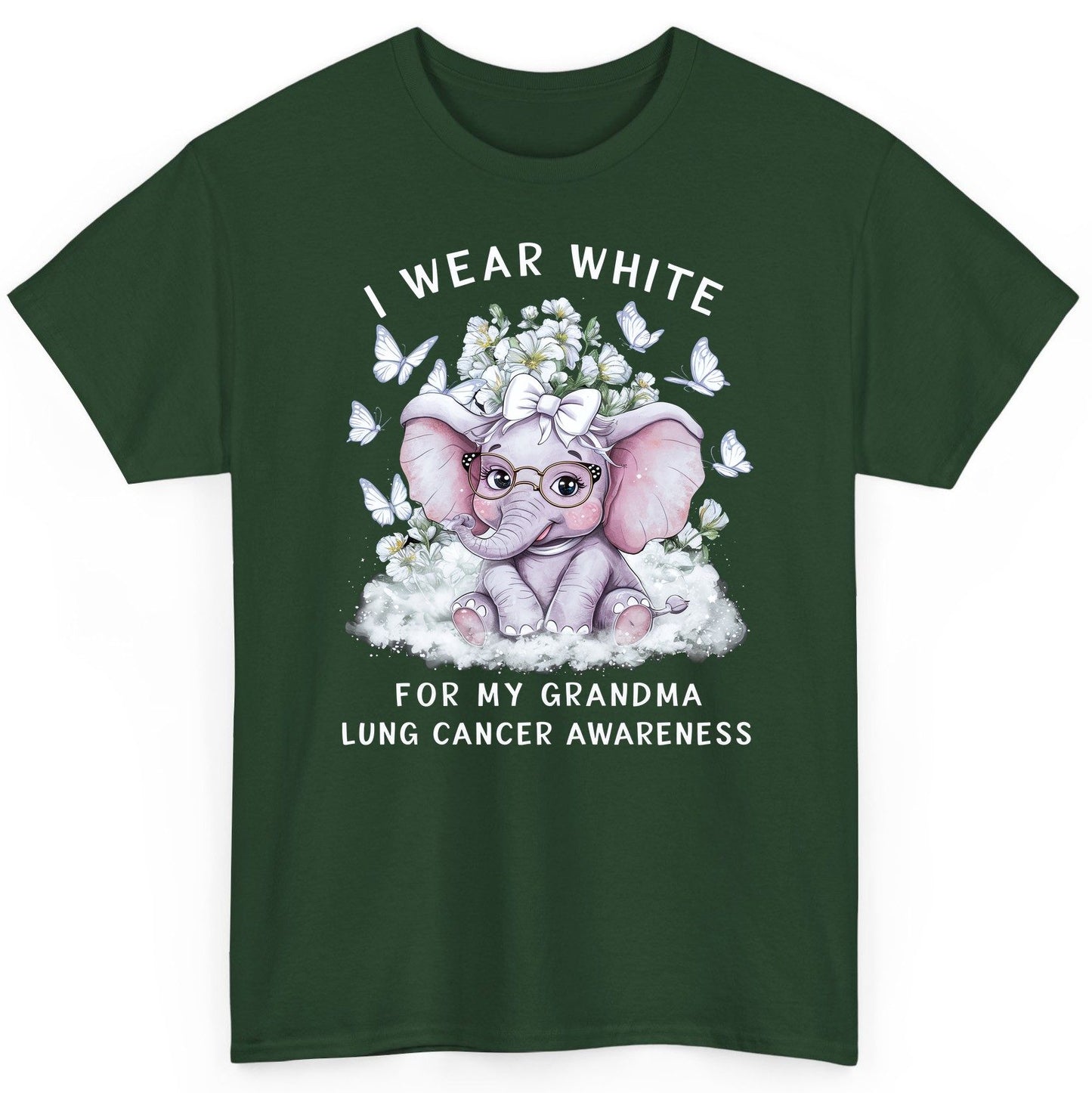 I Wear White for My Grandma Lung Cancer Awareness lung cancer awareness T-Shirt Forest Green product mockup