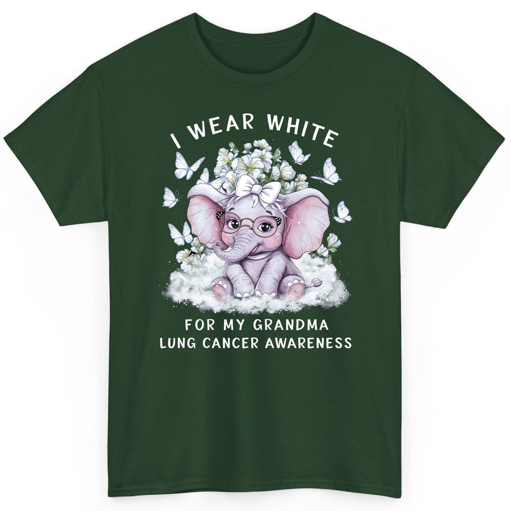 I Wear White for My Grandma Lung Cancer Awareness lung cancer awareness T-Shirt Forest Green product mockup