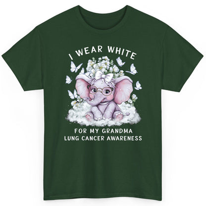 I Wear White for My Grandma Lung Cancer Awareness lung cancer awareness T-Shirt Forest Green product mockup