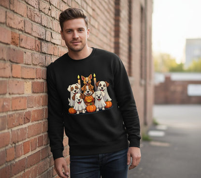 Cute Ghost Dogs Halloween Halloween dogs Sweatshirt Black lifestyle mockup