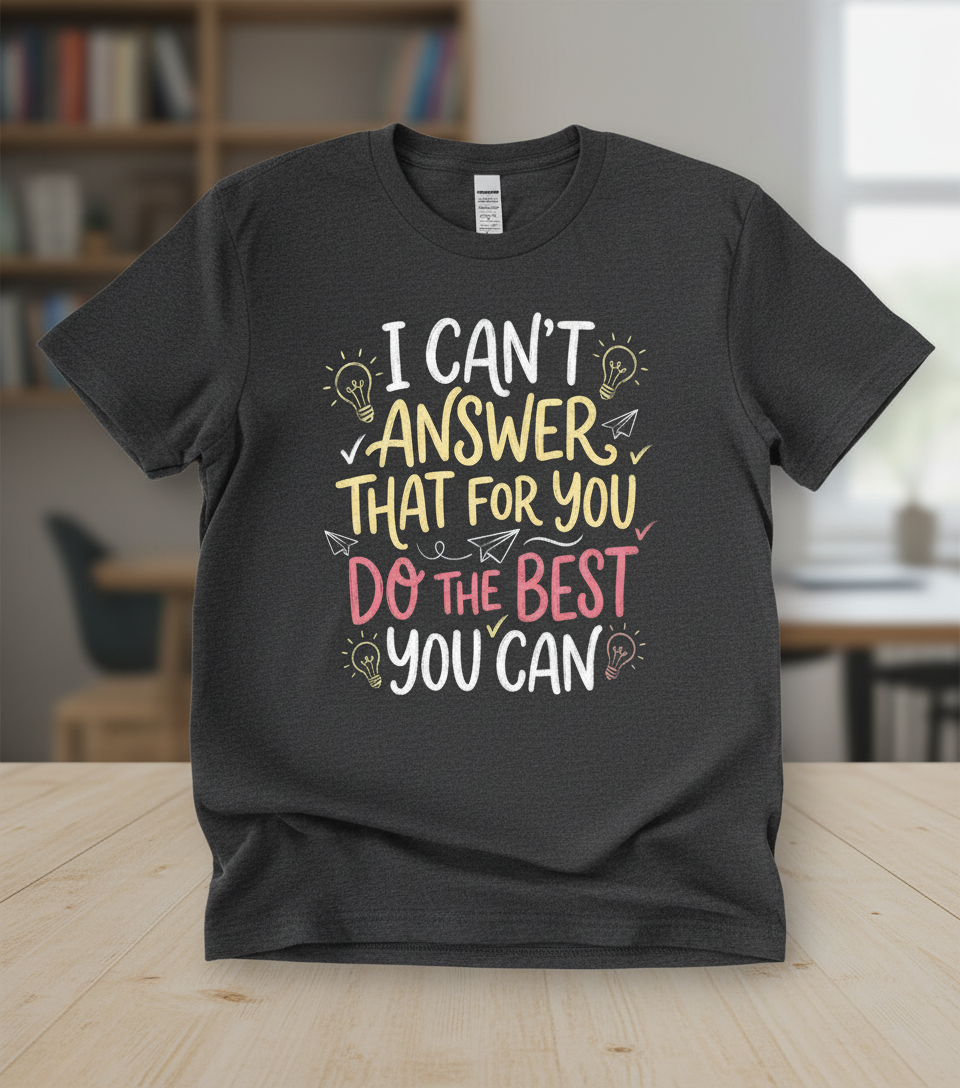 I Can't Answer That For You Teacher Quote T-Shirt - Dark Heather