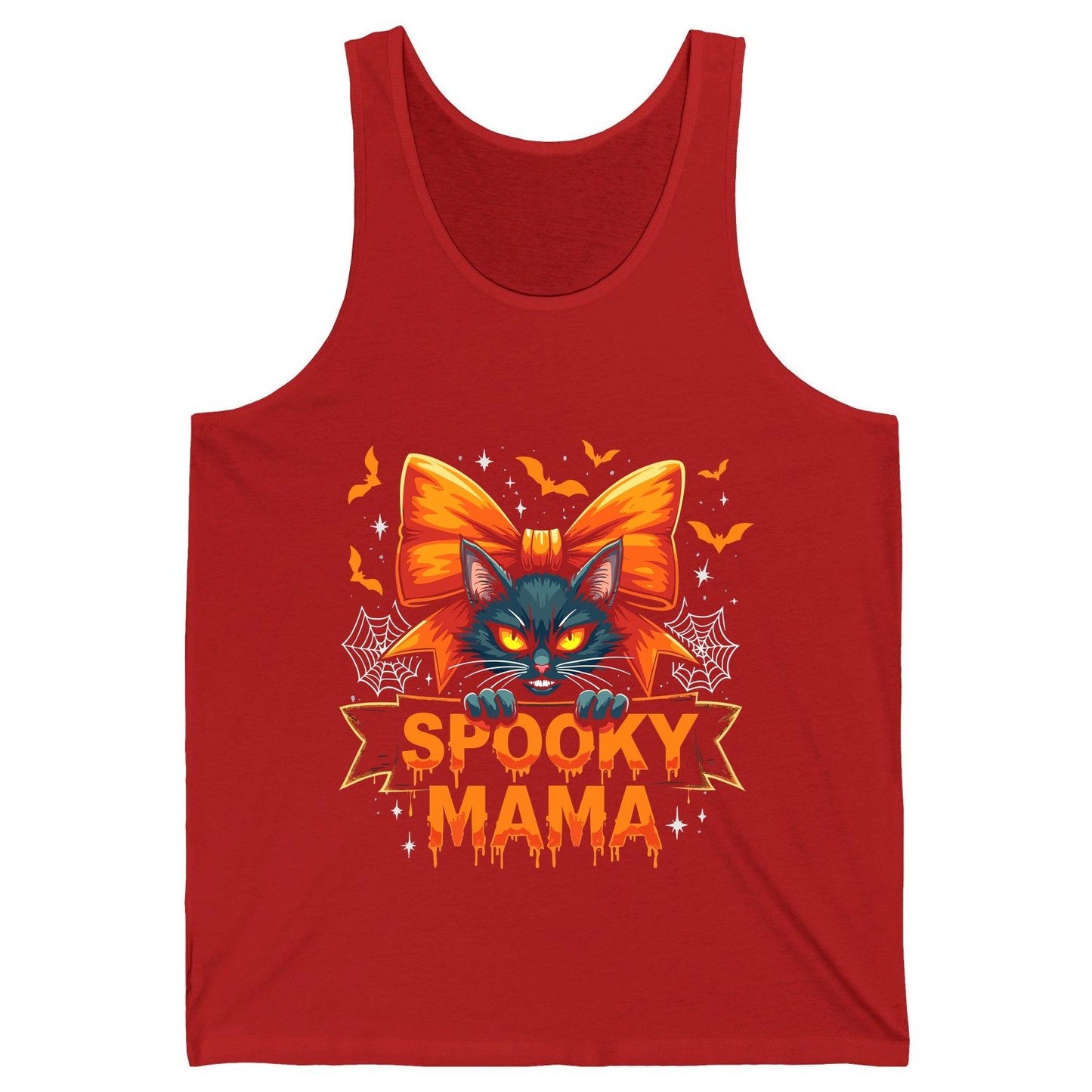 Spooky Mama black cat Tank Top Red product mockup