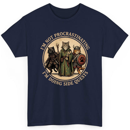I'm Not Procrastinating I'm Doing Side Quests rpg cats T-Shirt Navy product mockup