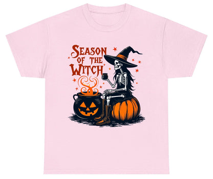 Season of the Witch skeleton witch Youth T-Shirt Light Pink product mockup