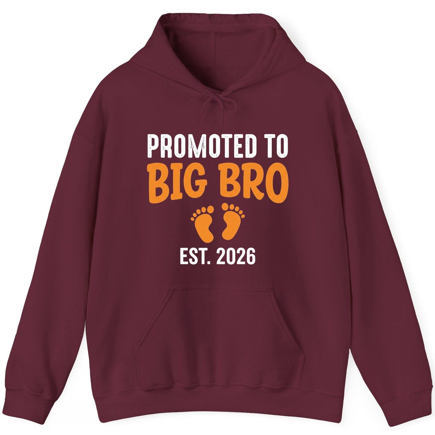 Promoted TO BIG BRO EST 2026 Pregnancy Announcement Hoodie - product mockup - Maroon