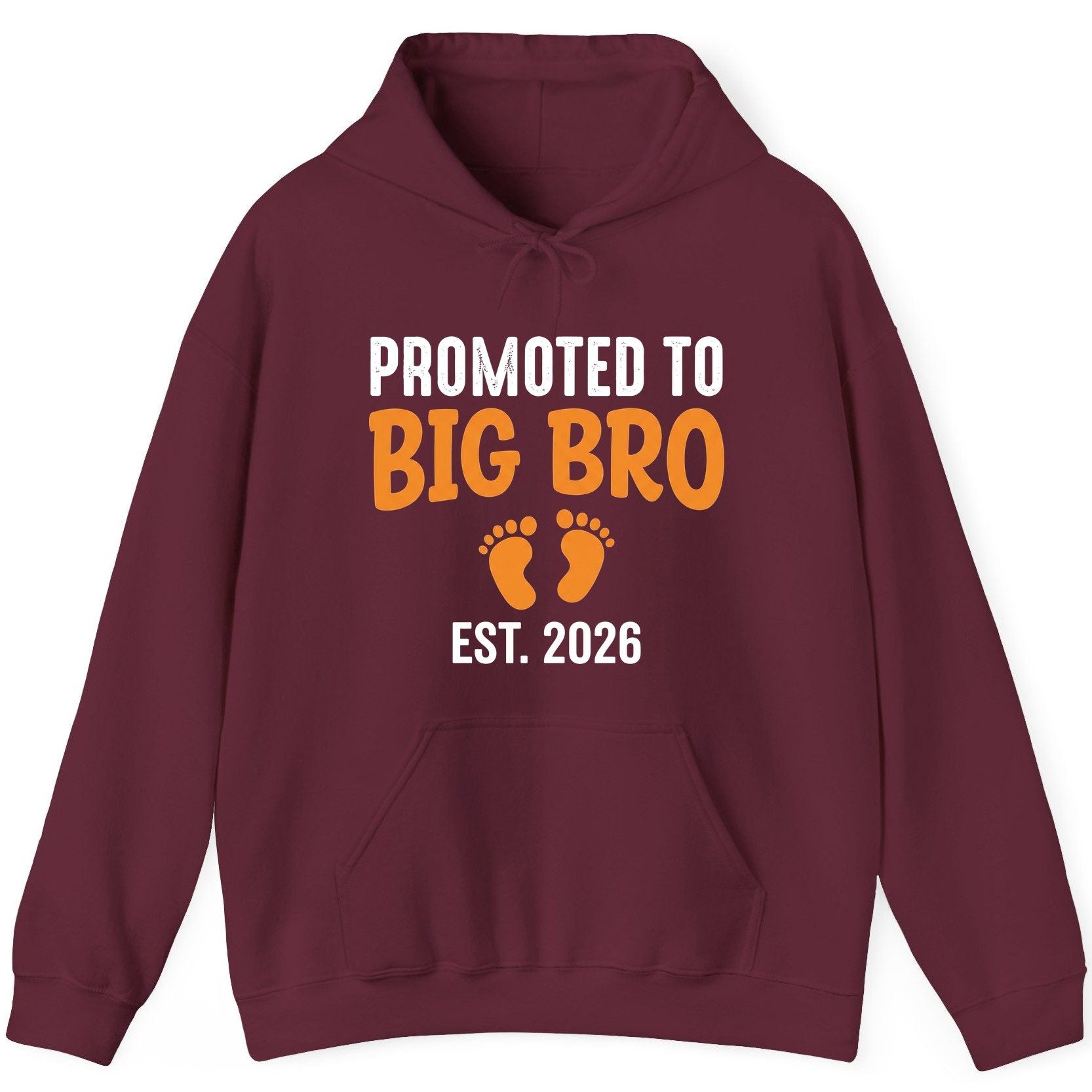 Promoted TO BIG BRO EST 2026 Pregnancy Announcement Hoodie - product mockup - Maroon