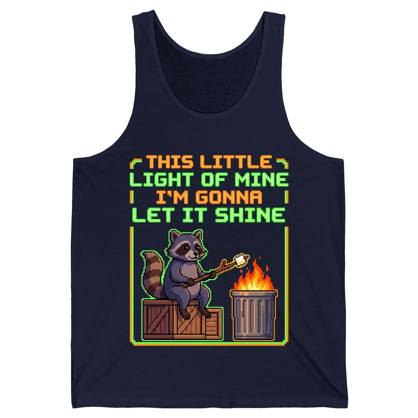 THIS LITTLE LIGHT OF MINE I'M GONNA LET IT SHINE Raccoon Tank Top Navy product mockup