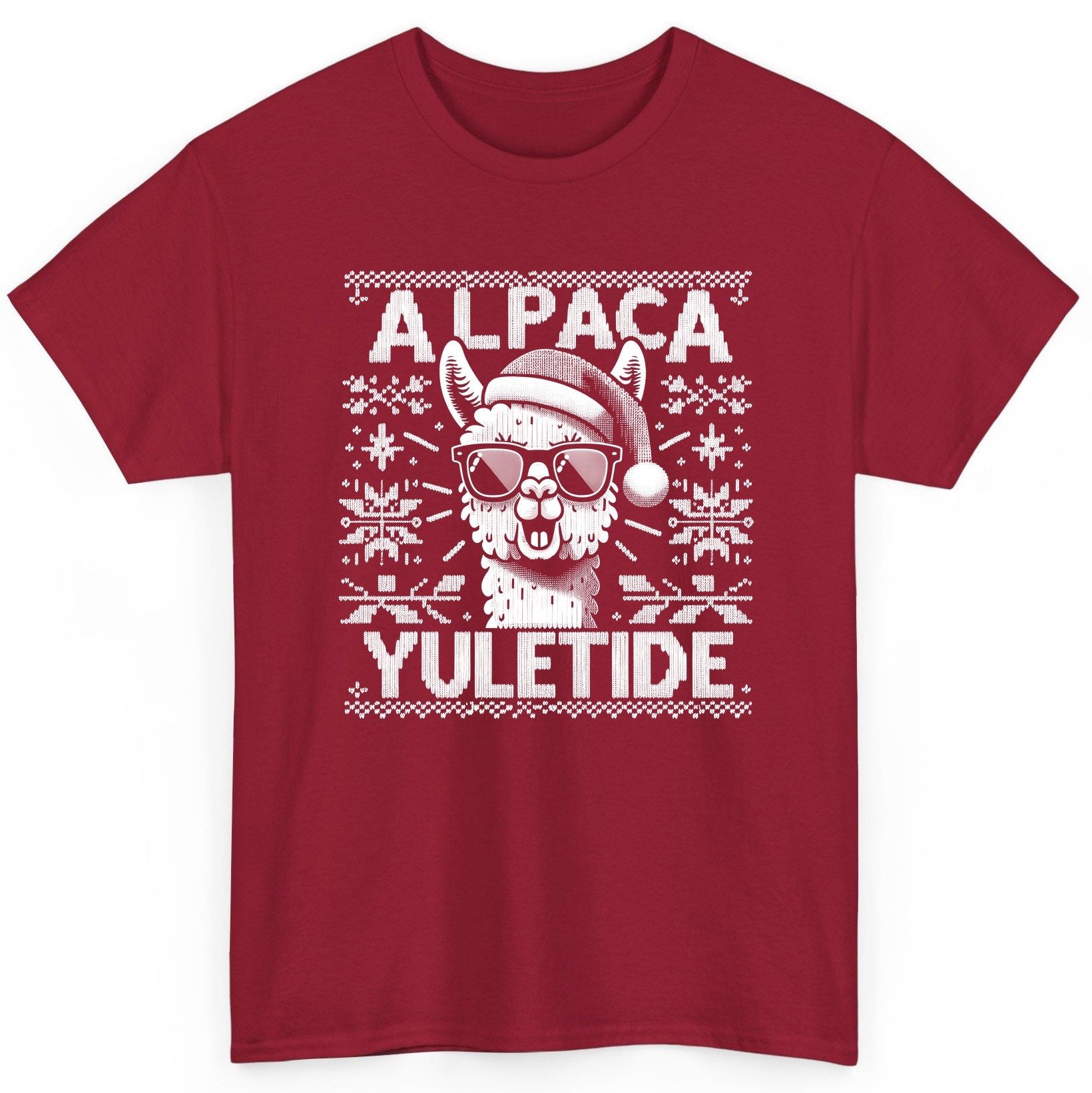 ALPACA Yuletide Funny Lovers T-Shirt - product mockup - Cardinal Red