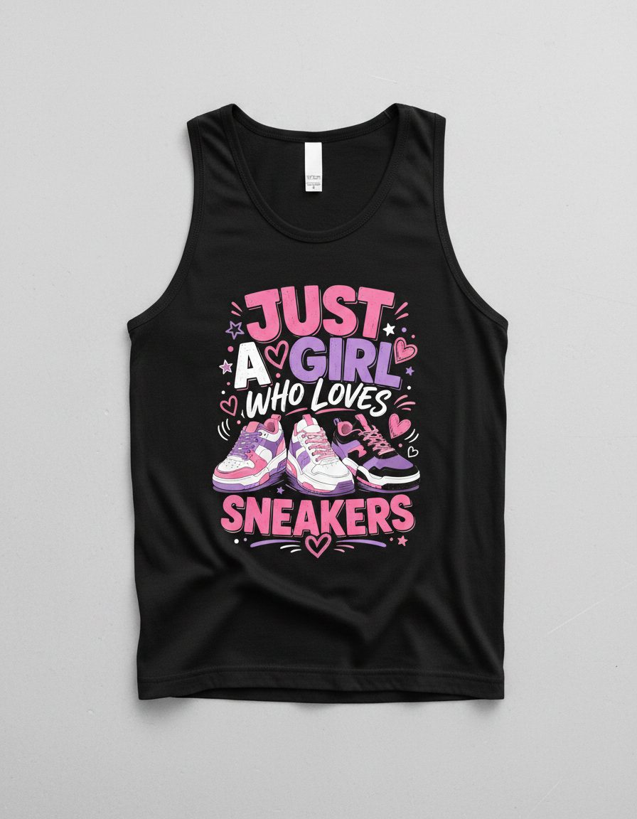 Sneakers Sneakerhead Girls Tank Top - product mockup - Black