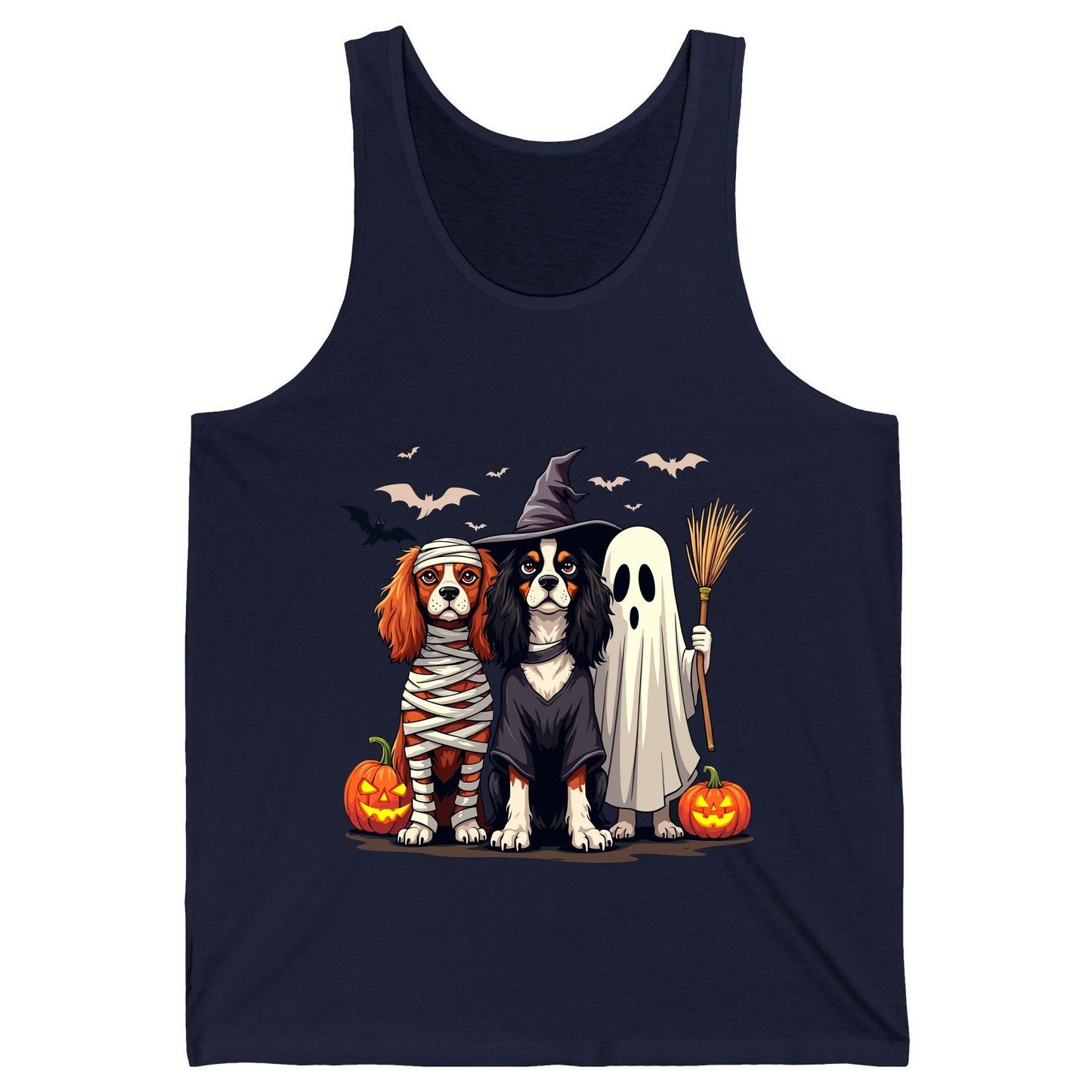 Cavalier Spaniel Halloween Dogs cavalier king charles spaniel Tank Top Navy product mockup