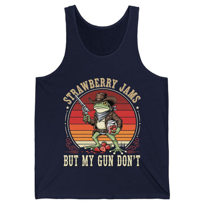 Strawberry Jams but My Gun Don't cowboy frog Tank Top Navy product mockup