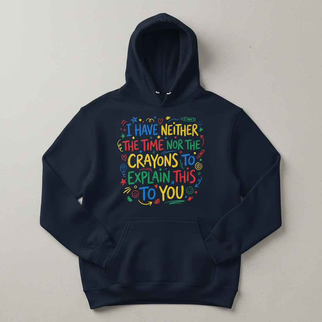 I Have Neither The Time Nor The Crayons To Explain This To You Hoodie - Navy
