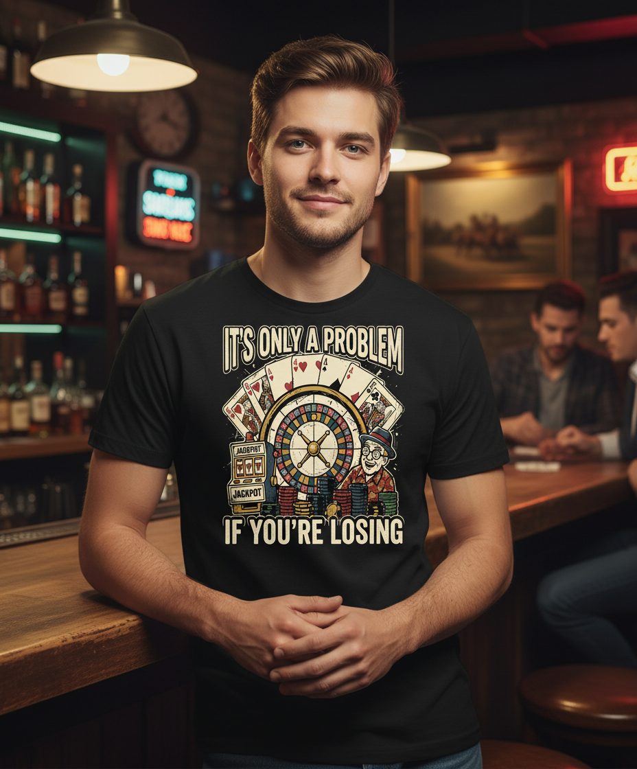 It's Only a Problem If You're Losing gambling T-Shirt Black lifestyle mockup