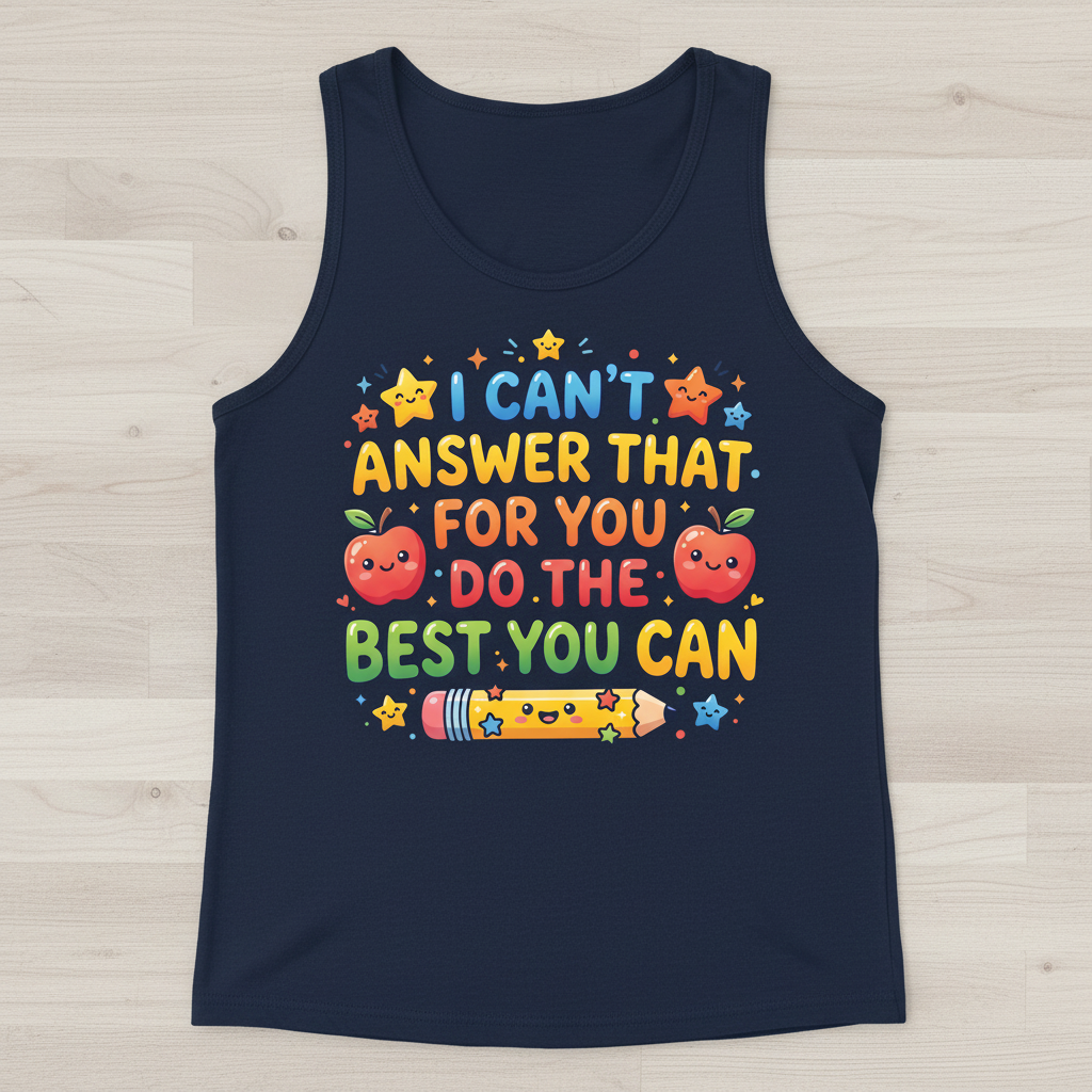 I Can't Answer That For You Cute Teacher Saying Tank Top - Navy