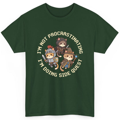 I'm Not Procrastinating I'm Doing Side Quest rpg cats T-Shirt Forest Green product mockup
