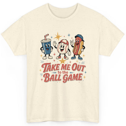 Take Me Out to the Ball Game Retro Baseball T-Shirt - product mockup - Natural