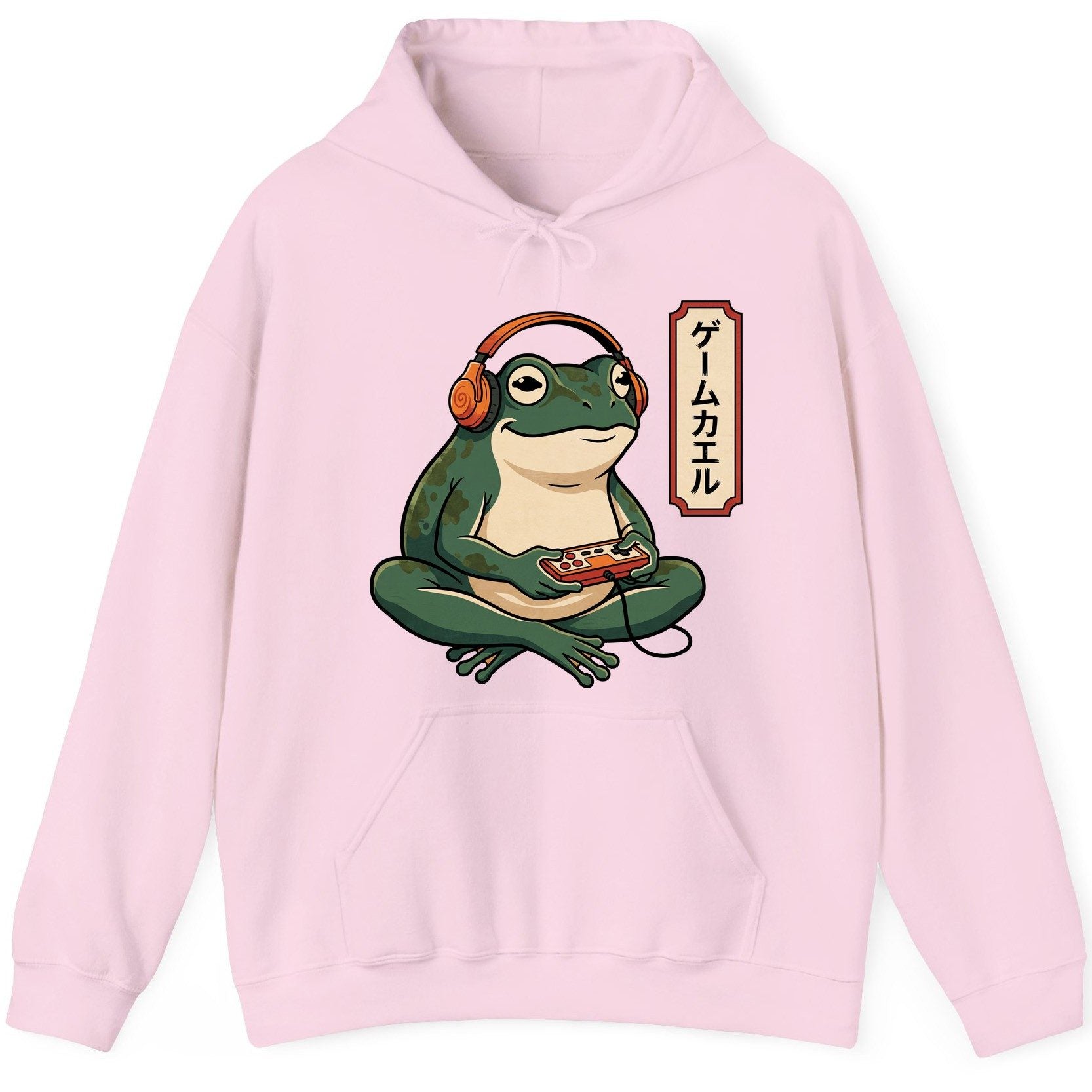ゲームカエル gamer frog Hoodie Light Pink product mockup