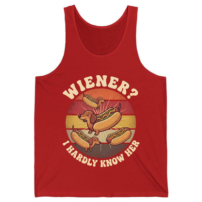 Wiener I Hardly Know Her dachshund Tank Top Red product mockup