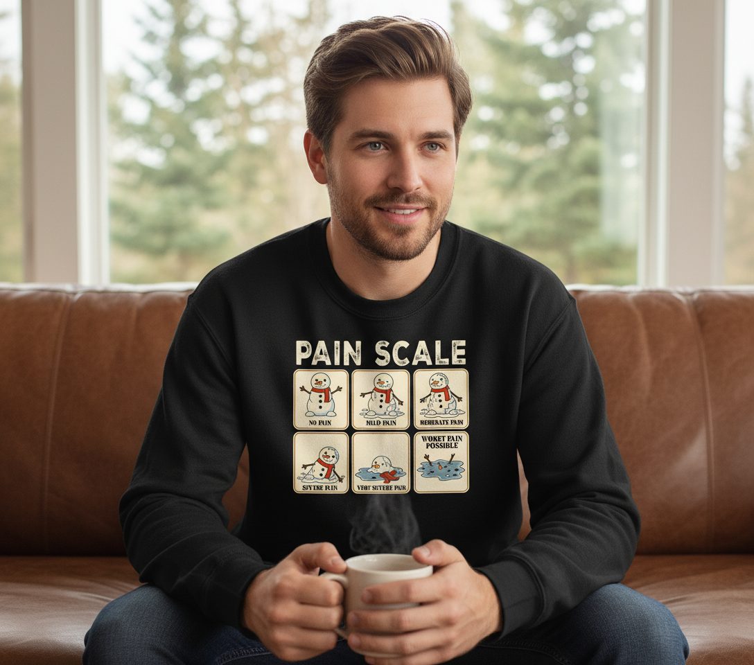 Pain Scale No Pain Mild Pain Moderate Pain Severe Pain Very Severe Pain Worst Pain Possible snowman Sweatshirt Black