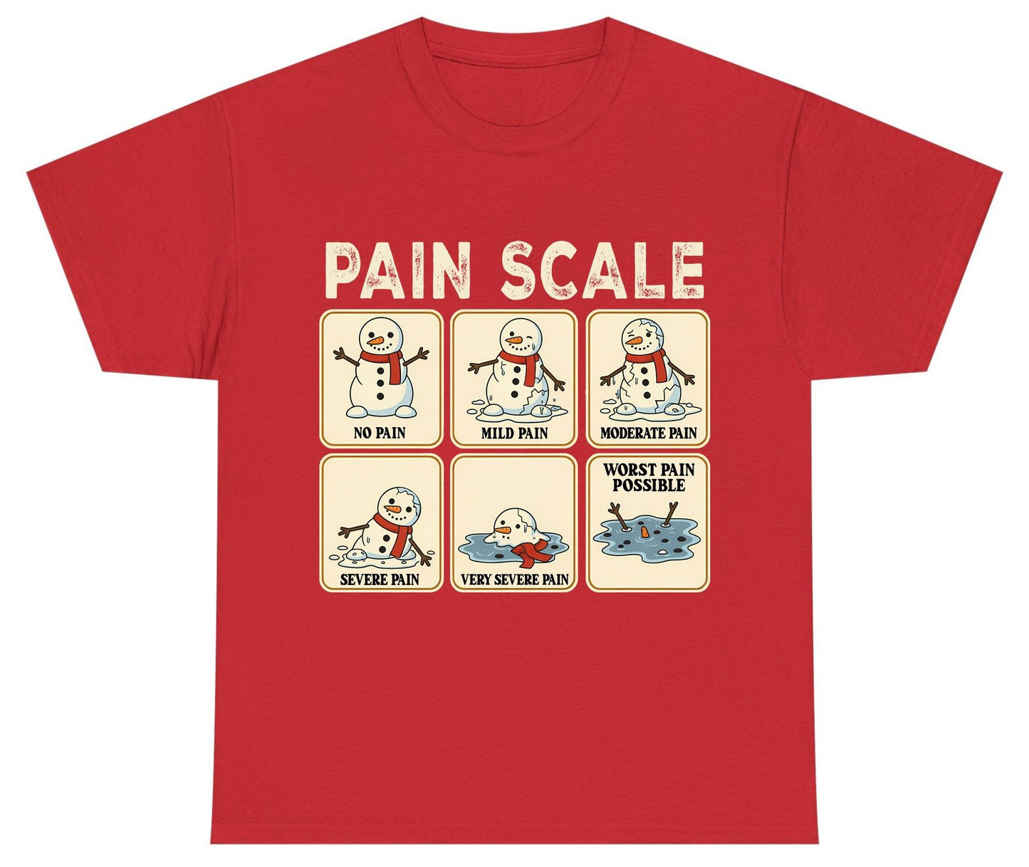 Pain Scale No Pain Mild Pain Moderate Pain Severe Pain Very Severe Pain Worst Pain Possible snowman Youth T-Shirt Red product