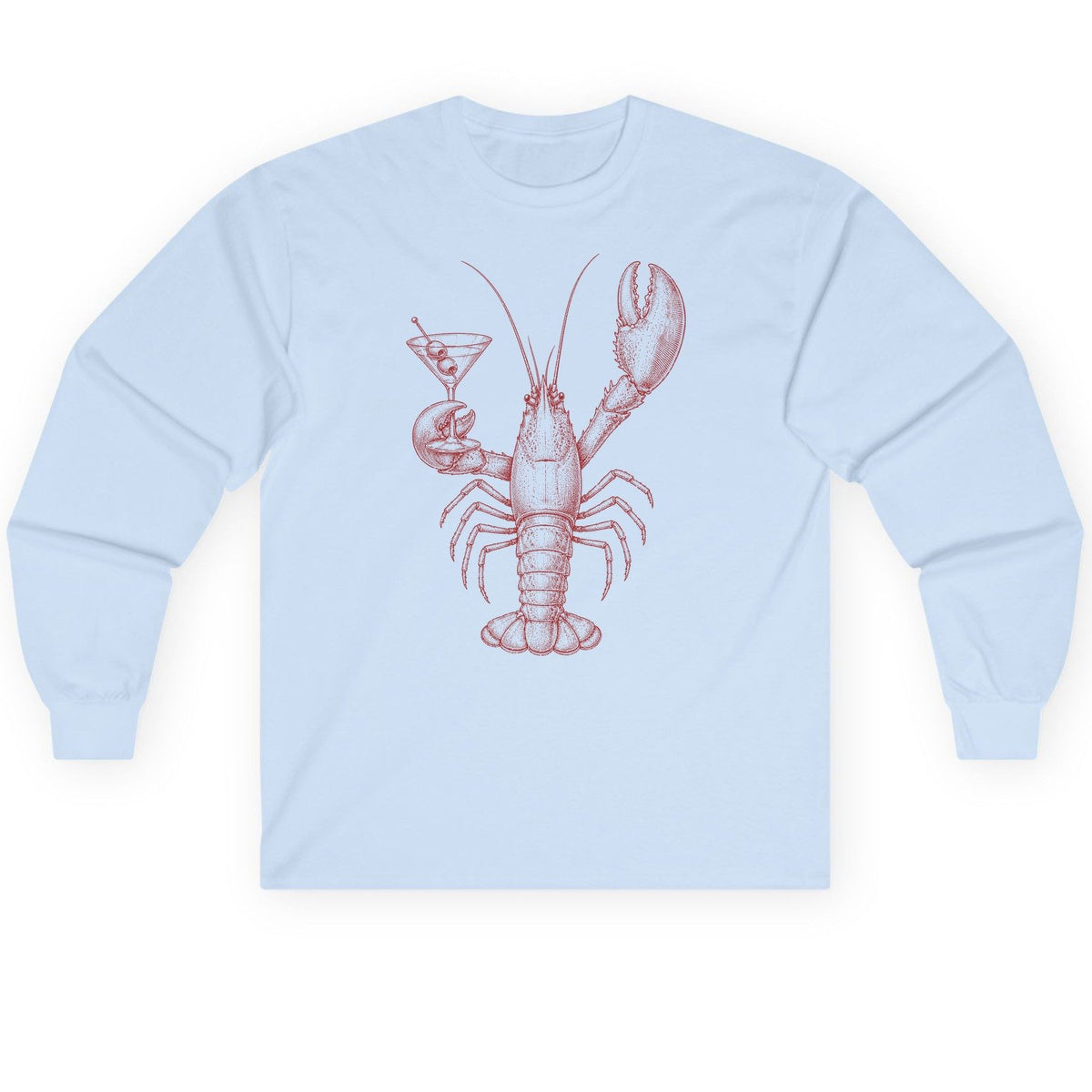 Vintage Lobster Martini lobster Long Sleeve Tee Light Blue product mockup