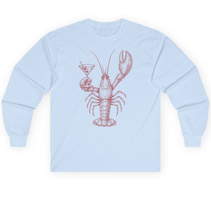Vintage Lobster Martini lobster Long Sleeve Tee Light Blue product mockup