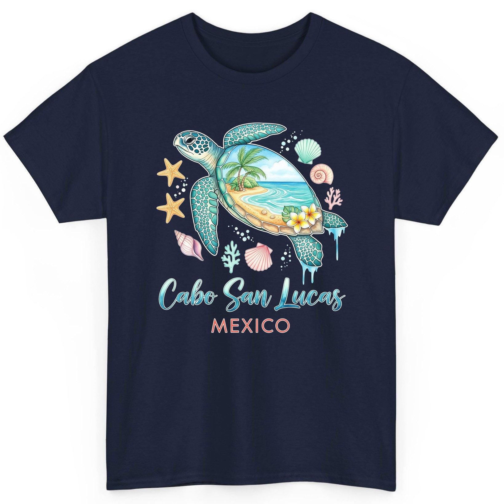 Cabo San Lucas Mexico sea turtle T-Shirt Navy product mockup