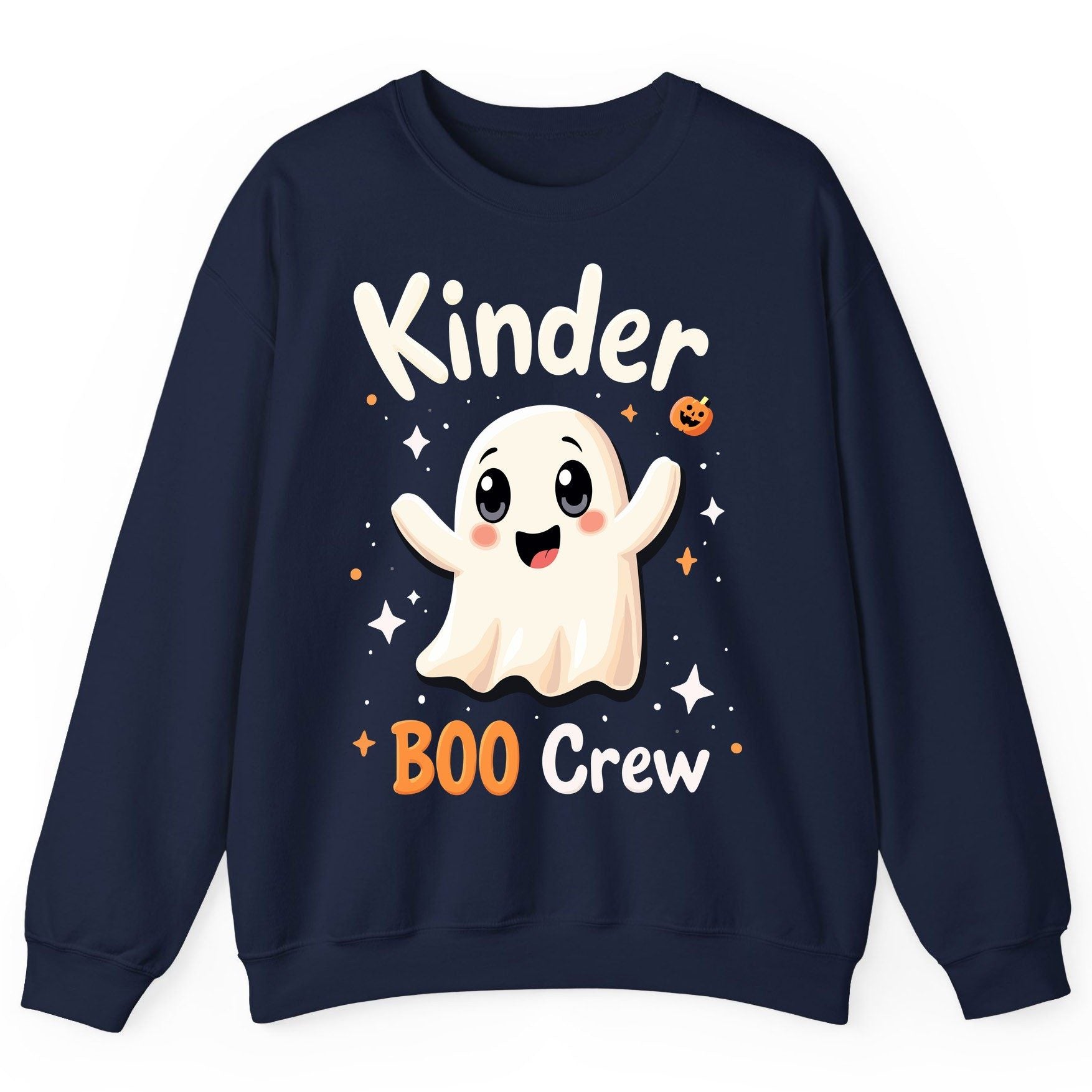 Kinder Boo Crew cute ghost Sweatshirt Navy product mockup