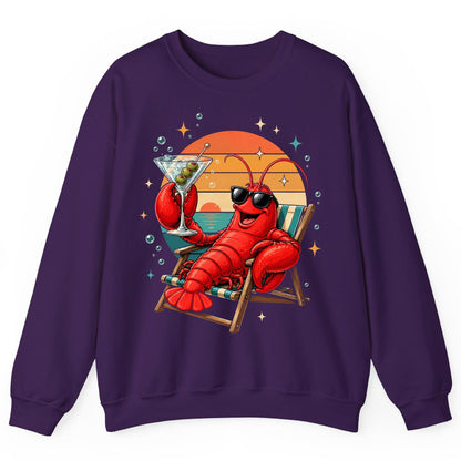 Funny Lobster Drinking Martini lobster Sweatshirt Purple product mockup