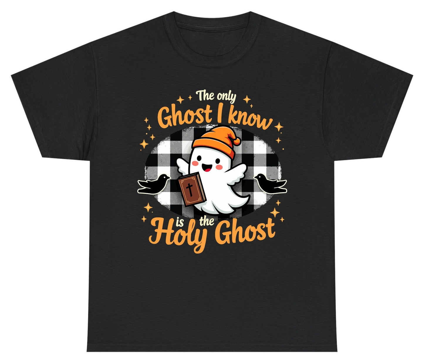 The Only Ghost I Know Is the Holy Ghost christian Halloween Youth T-Shirt Black product mockup