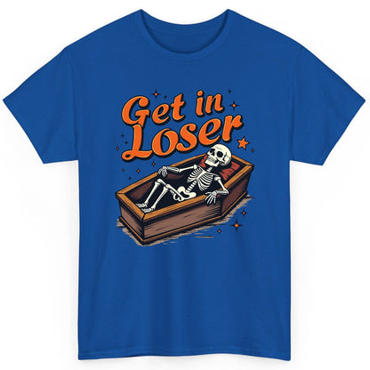 Get in Loser skeleton in coffin T-Shirt Royal product mockup