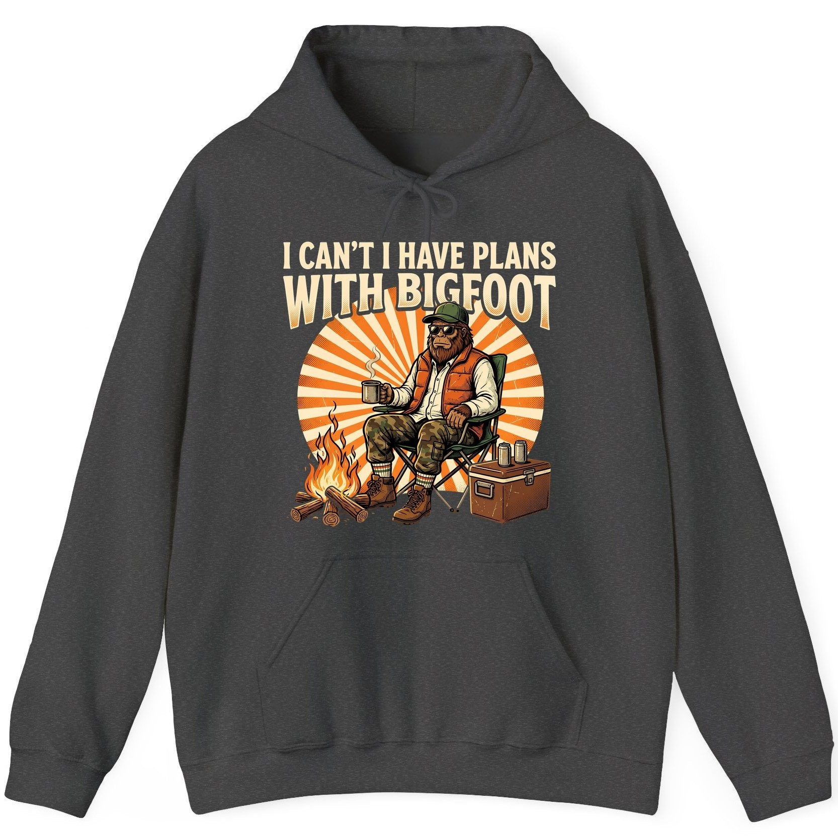 I Can't I Have Plans with Bigfoot bigfoot Hoodie Dark Heather product mockup