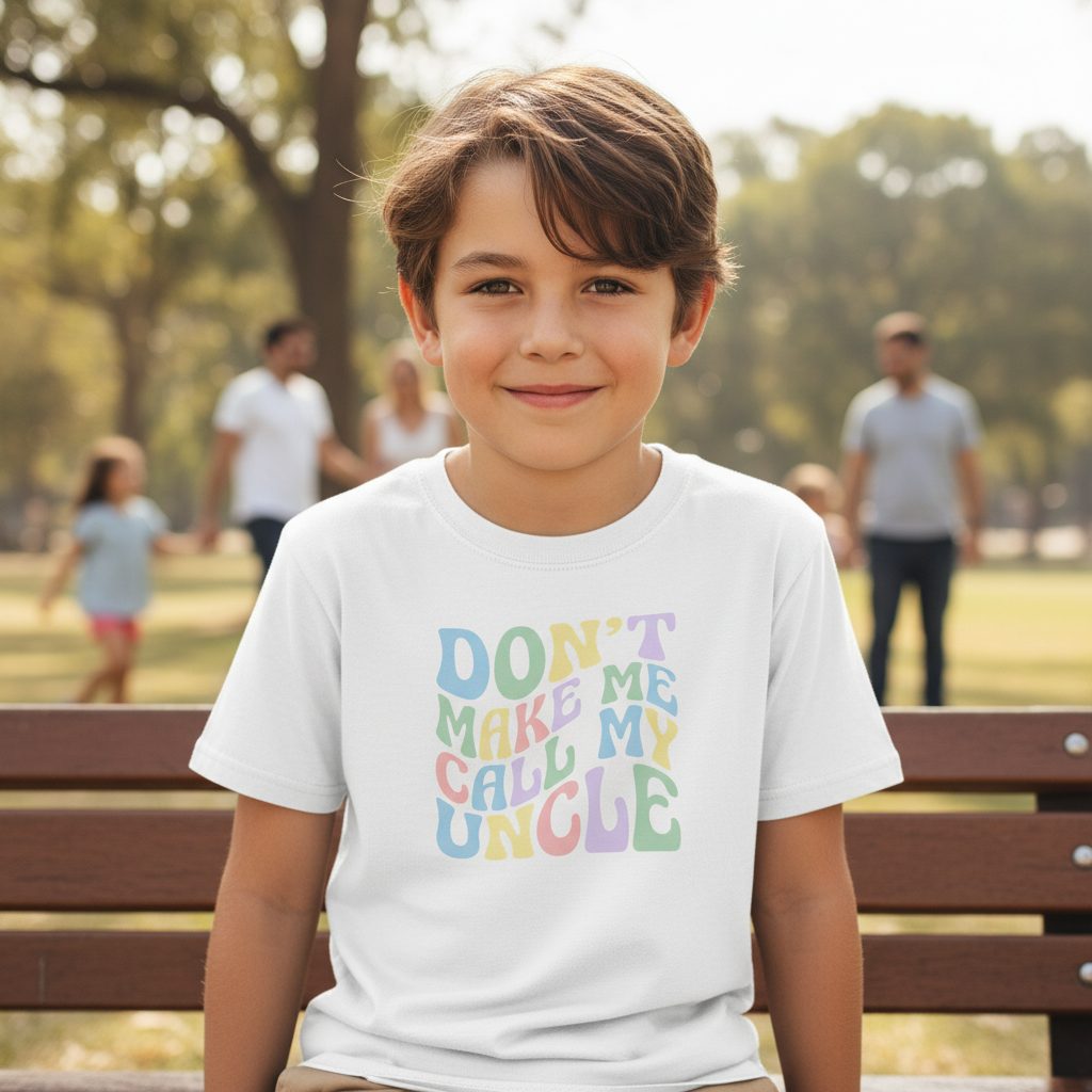 Don't Make Me Call My Uncle family humor Youth T-Shirt White lifestyle mockup