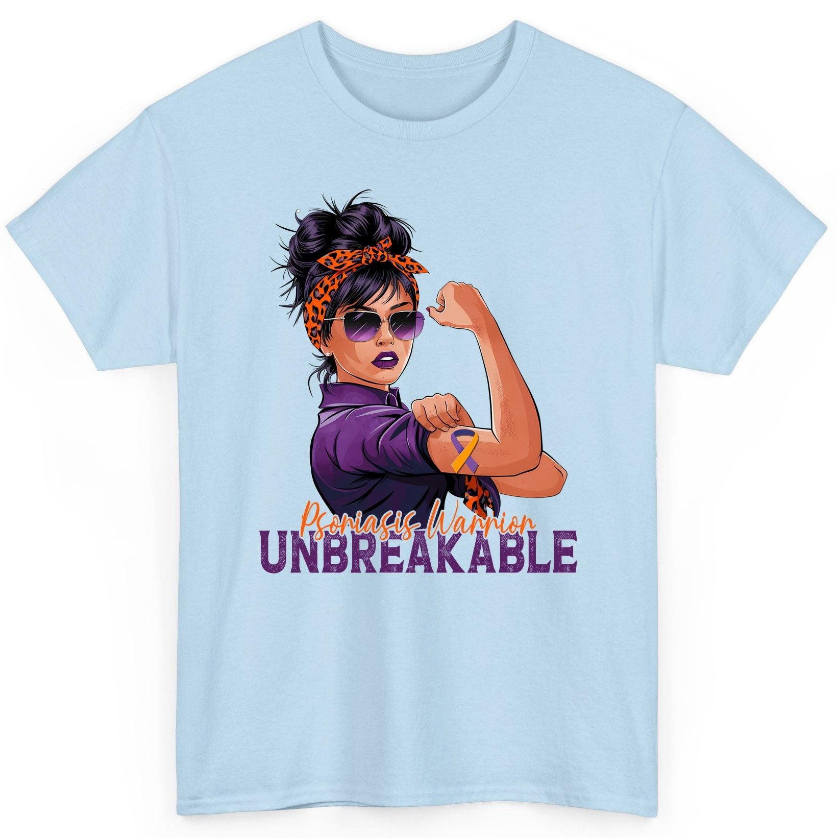 Psoriasis Warrior Unbreakable psoriasis awareness T-Shirt Light Blue product mockup
