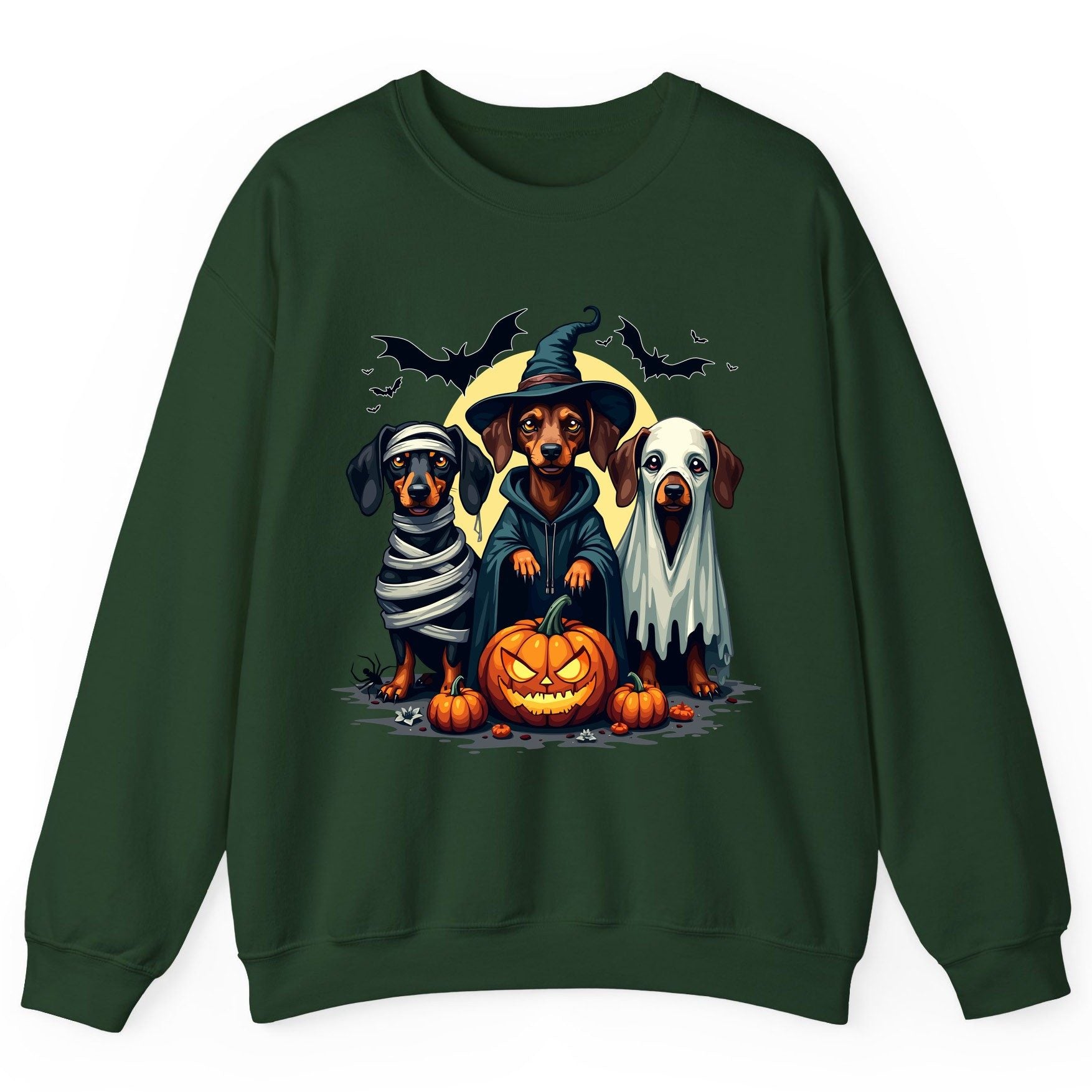 Dachshund Halloween Costumes dachshunds Sweatshirt Forest Green product mockup