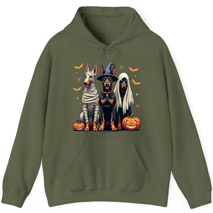 Halloween Doberman Trio doberman pinscher Hoodie Military Green product mockup