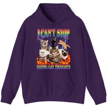 I Can't Stop Having Gay Thoughts cats Hoodie Purple product mockup