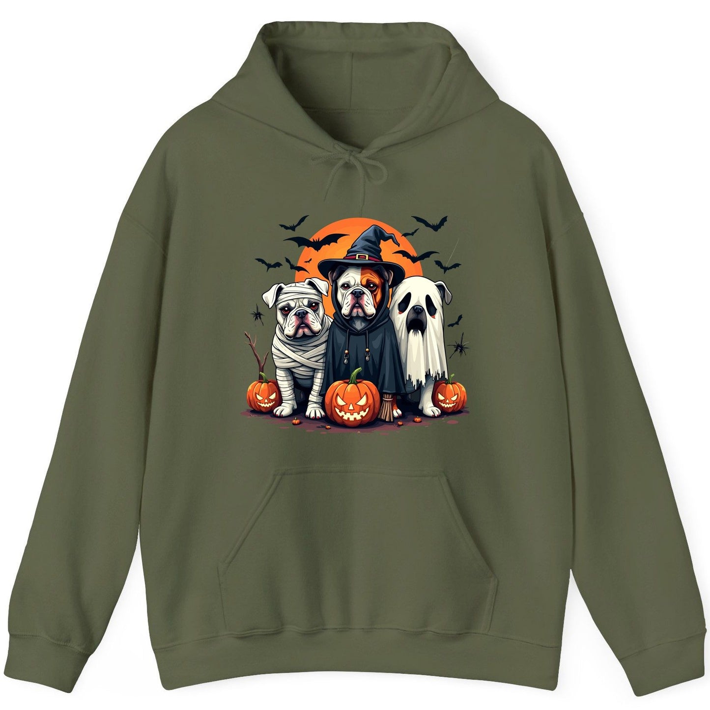 Halloween Bulldogs Costumes Halloween bulldogs Hoodie Military Green product mockup