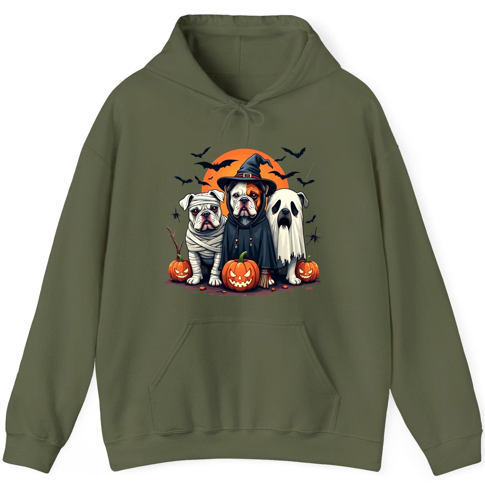 Halloween Bulldogs Costumes Halloween bulldogs Hoodie Military Green product mockup