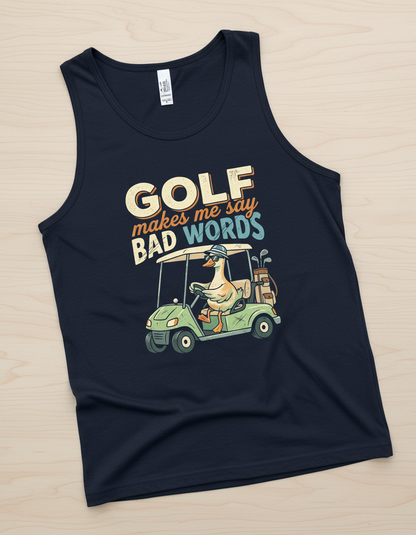 Funny Golf Duck Makes Me Say Bad Words Tank Top - Navy