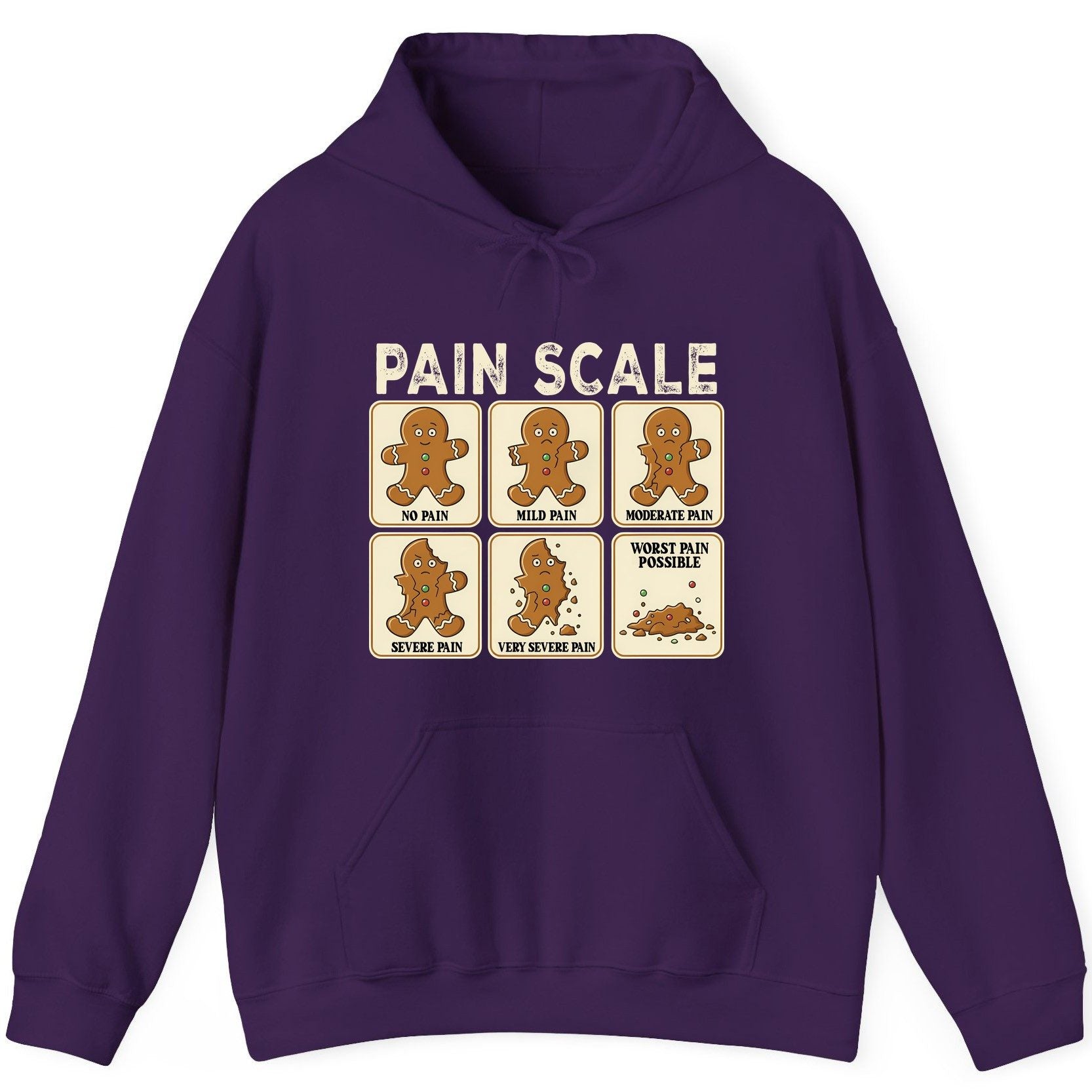 Pain Scale gingerbread man pain scale Hoodie Purple product mockup
