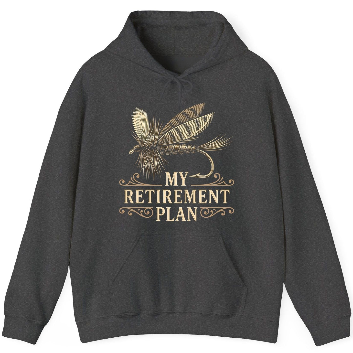 My Retirement Plan fly fishing Hoodie Dark Heather product mockup