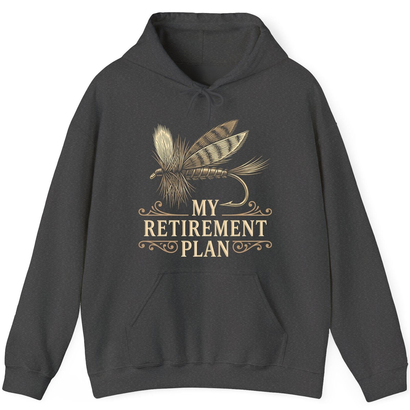 My Retirement Plan fly fishing Hoodie Dark Heather product mockup