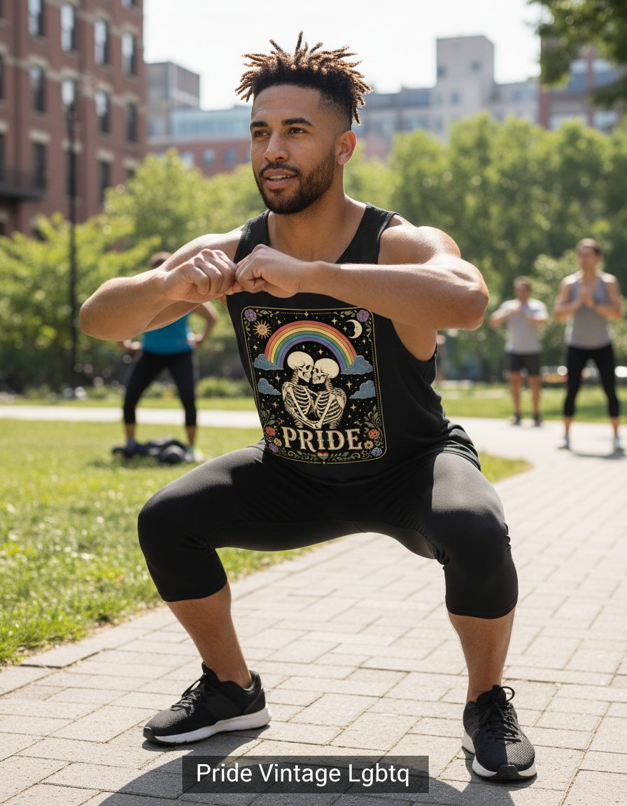 Pride Vintage Lgbtq Tank Top - lifestyle model mockup - Black
