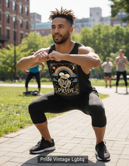 Pride Vintage Lgbtq Tank Top - lifestyle model mockup - Black