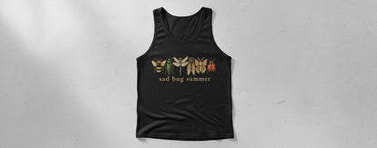 Sad Bug Summer Vintage Insects Tank Top - product mockup - Black